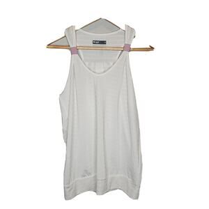 Lija Women's White Ice Scoop Neck Activewear Tank Top Size Medium